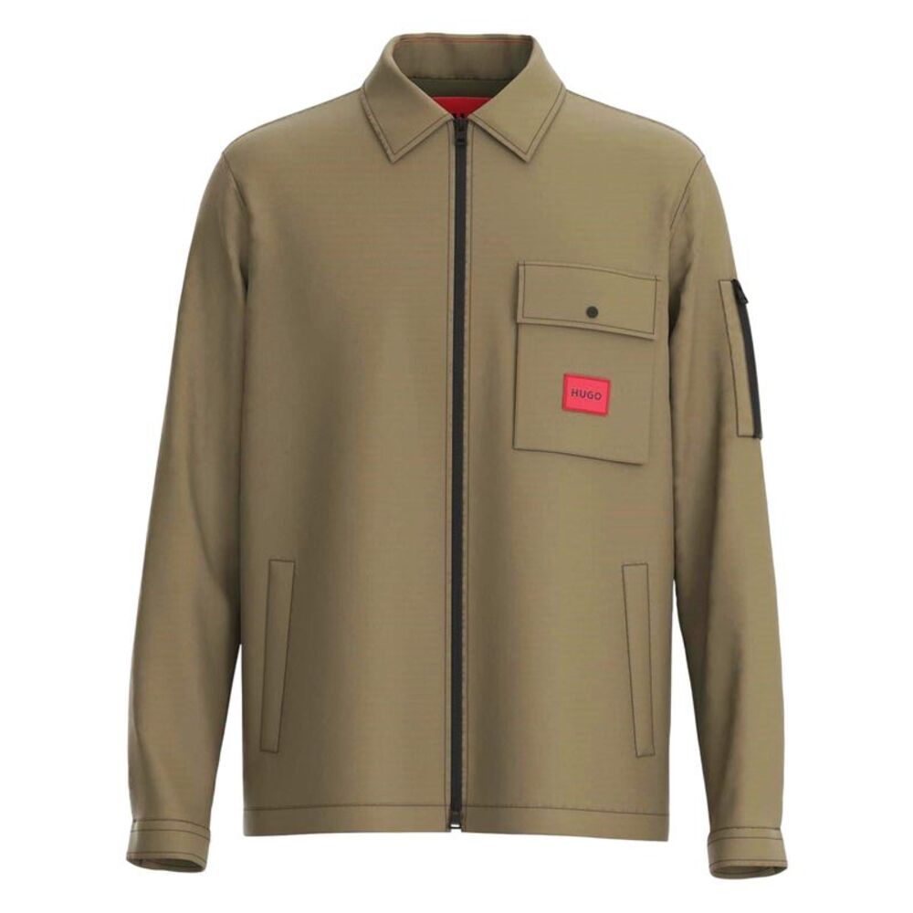 Hugo Mens Logo Cotton Overshirt / Green